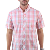 Camisa De Algodón Con Textura De Cuadros Roja Manga Corta Para Hombre